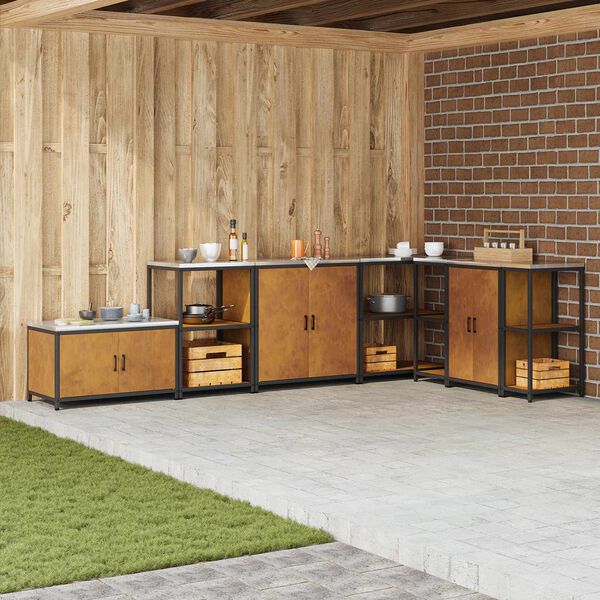 vidaXL Keitti&ouml;n s&auml;ilytys hyllyll&auml; Ruosteinen 60 x 50 x 92 cm Ter&auml;s