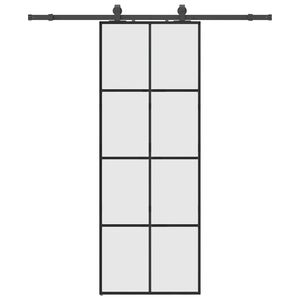 vidaXL Liukuovi asennustarvikkeilla musta 76x205 cm ESG lasi