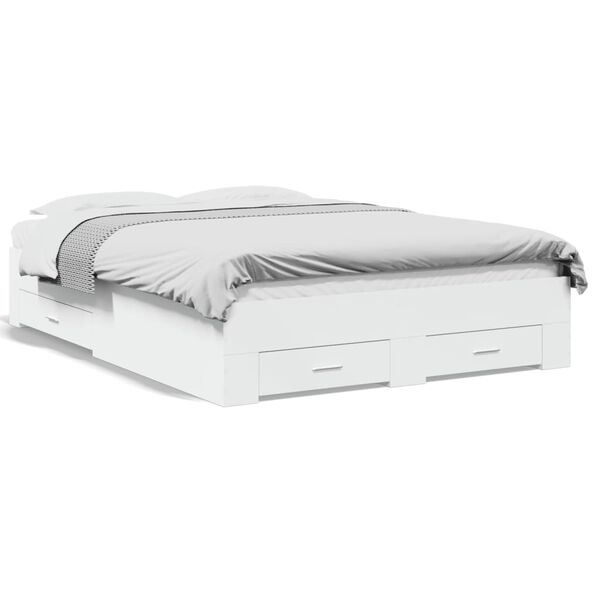 vidaXL Sängynrunko laatikoilla valkoinen 120x200 cm tekninen puu
