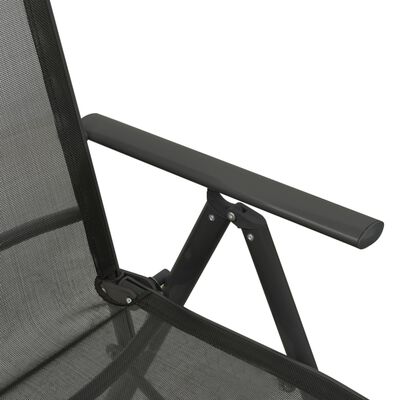 vidaXL Säädettävät puutarhatuolit 2 kpl textilene ja alumiini musta