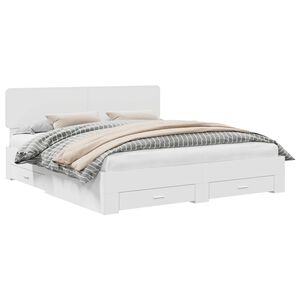 vidaXL S&auml;ngyn runko p&auml;&auml;tyll&auml; Valkoinen 200 x 200 cm Tekninen puu