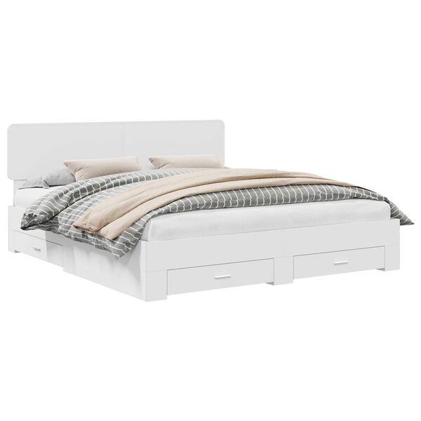 vidaXL S&auml;ngyn runko p&auml;&auml;tyll&auml; Valkoinen 200 x 200 cm Tekninen puu