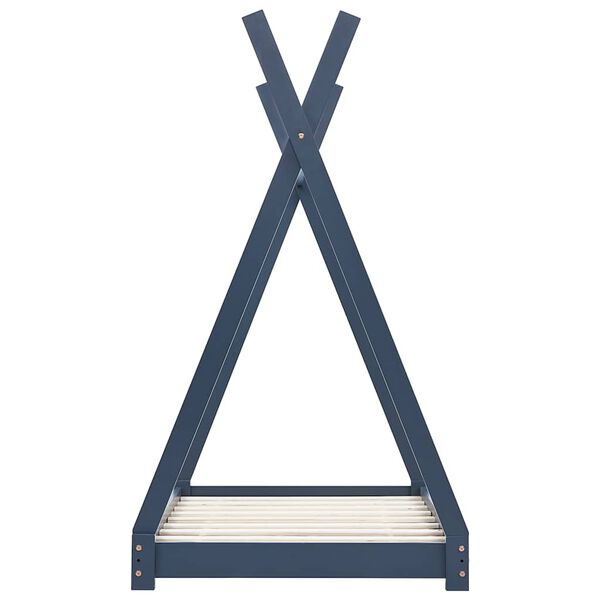 vidaXL Lasten sängynrunko harmaa täysi mänty 80x160 cm