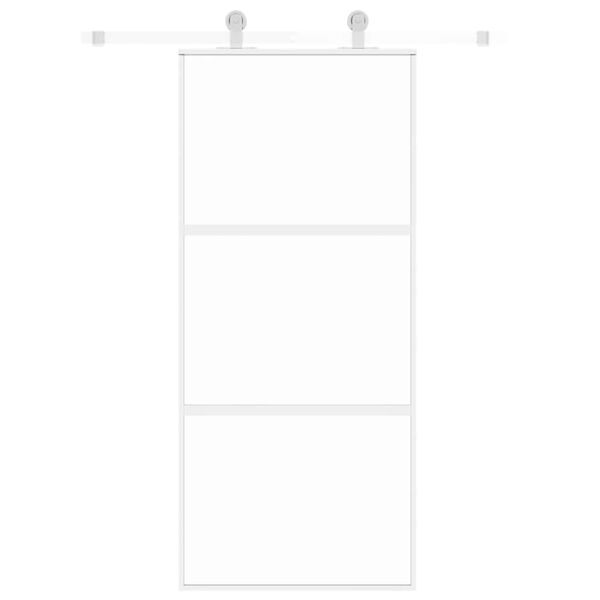 vidaXL Liukuovi valkoinen 90x205 cm karkaistu lasi ja alumiini