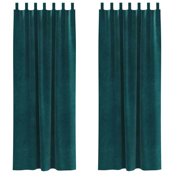 vidaXL Pimennysverhot 2 pcs Tummanvihre&auml; 140 x 225 cm Sametti