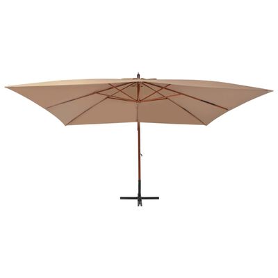 vidaXL Riippuva aurinkovarjo puupylväällä 400x300 cm ruskeanharmaa