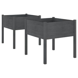 vidaXL Puutarhan kukkalaatikot 2 kpl harmaa 70x70x70 cm t&auml;ysi m&auml;nty