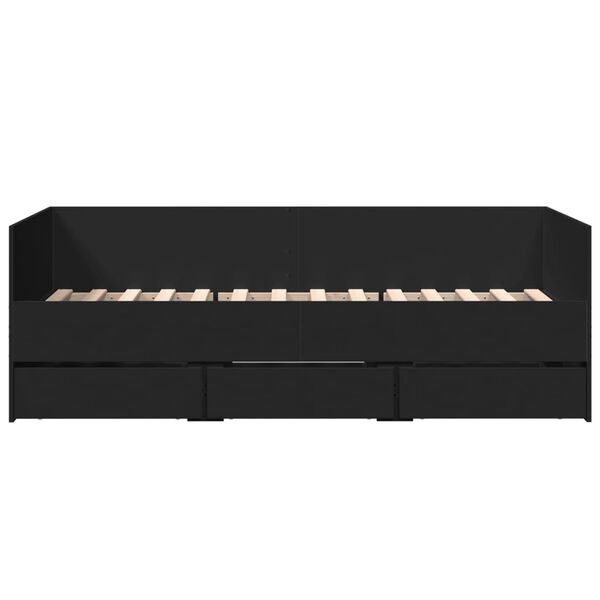 vidaXL Vuodesohva laatikoilla ei patjaa musta 75x190 cm