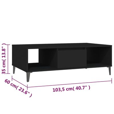 vidaXL Sohvapöytä musta 103,5x60x35 cm lastulevy