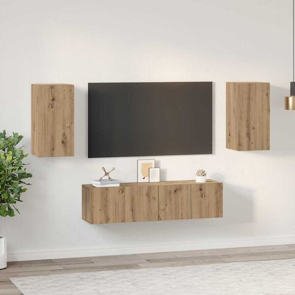 vidaXL TV-tasosetti 4 pcs artesaani tammi 30.5 x 30 x 60 cm