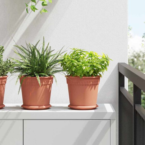 vidaXL Py&ouml;re&auml; kukkaruukku 24 pcs Tiilenpunainen &Oslash; 19 x 16 cm Muovi