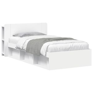 vidaXL S&auml;nkykehys varastolla valkoinen 3FT Single Tekninen puu