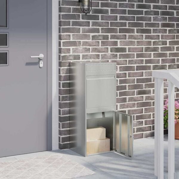 vidaXL Pakettipostilaatikko Musta 41 x 38 x 103 cm Galvanoitu ter&auml;s