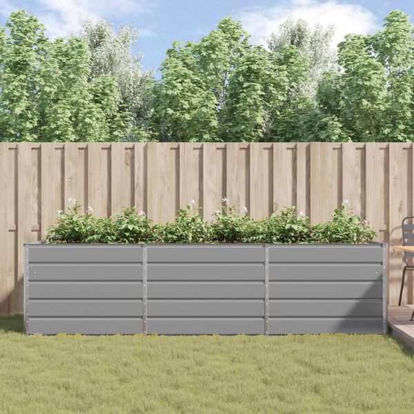 vidaXL Kukkalaatikko Vaaleanharmaa 195 x 100 x 45 cm Galvanoitu ter&auml;s