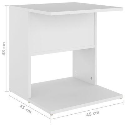 vidaXL Sivupöytä valkoinen 45x45x48 cm lastulevy