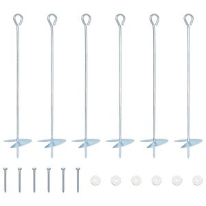 vidaXL Maakiinnike 6 pcs Hopea &Oslash;10 x 50 cm Galvanoitu Metalli