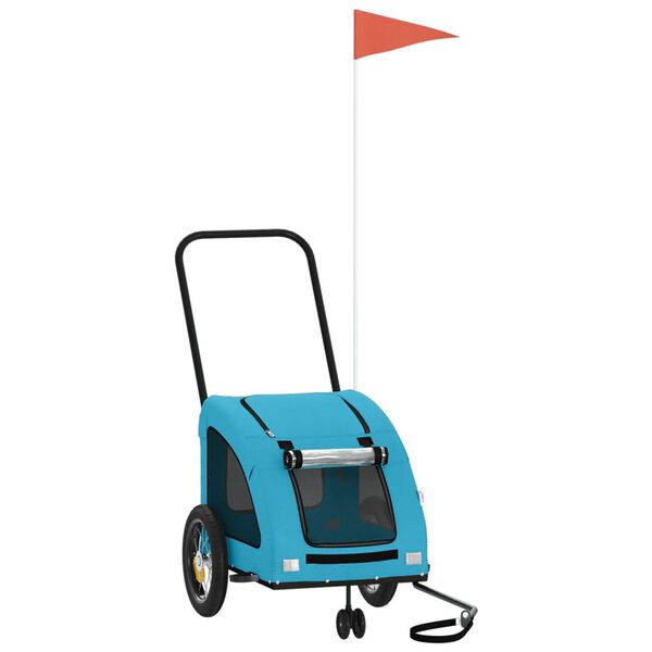 vidaXL Lemmikinkuljetuskärry pyörään sininen kangas ja rauta