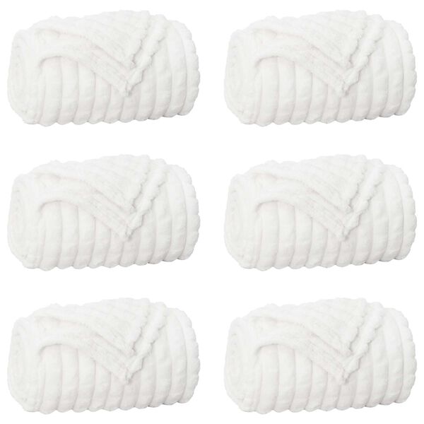 vidaXL Heittop&auml;&auml;llys 6 pcs Valkoinen 240 x 220 cm Fleese