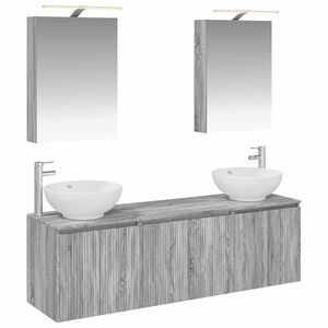 vidaXL Kylpyhuoneen kaappisetti 5 pcs Harmaa Sonoma Tekninen puu