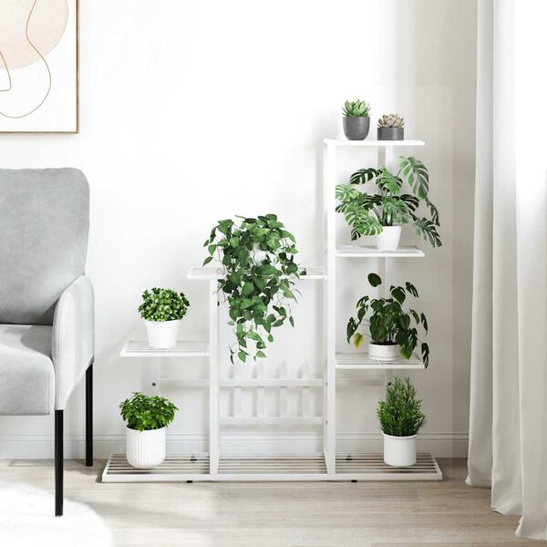 vidaXL Kukkateline 94,5x25x88 cm valkoinen metalli