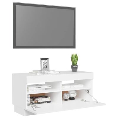 vidaXL TV-taso LED-valoilla valkoinen 80x35x40 cm