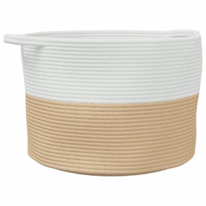 vidaXL Pyykkikori beige ja valkoinen &Oslash;55x36 cm puuvilla