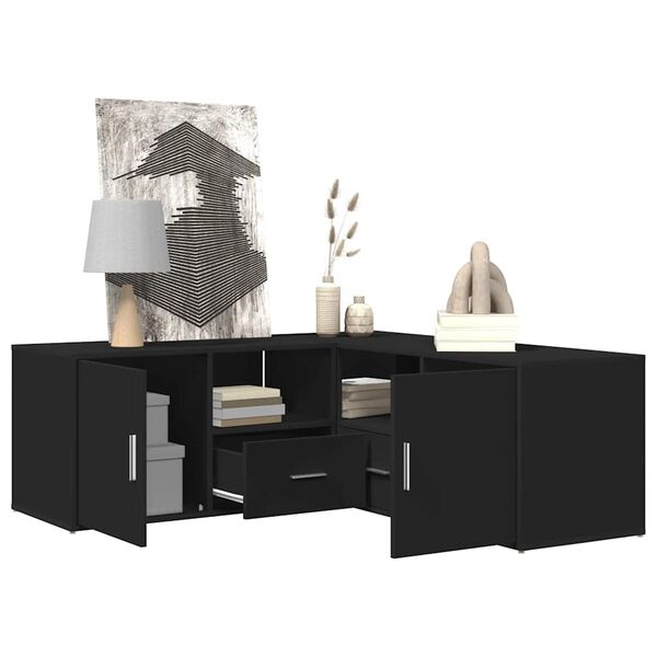 vidaXL Kulmakaappi musta 200x40x45 cm lastulevy