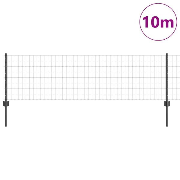 vidaXL Aita ja tolppa Harmaa 0,6 x 10 m Ter&auml;s