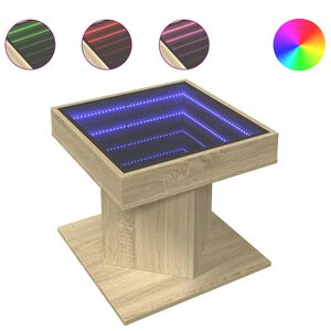 vidaXL Sohvap&ouml;yt&auml; LED-valoilla Sonoma-tammi 50x50x45 cm tekninen puu