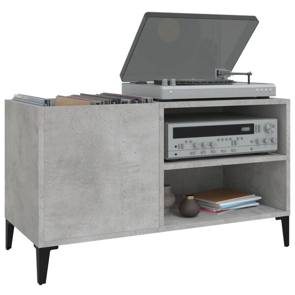 vidaXL LP-levyjen s&auml;ilytyskaappi betoninharmaa 84,5x38x48 cm puu