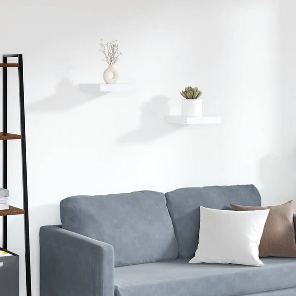 vidaXL Kelluvat sein&auml;hyllyt 2kpl valkoinen 23x23,5x3,8 cm MDF