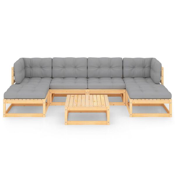 vidaXL 7-osainen Puutarhasohvasarja tyynyillä täysi mänty