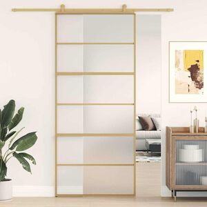 vidaXL Liukuovi kulta 90x205 cm himme&auml; ESG-lasi ja alumiini