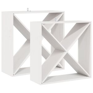 vidaXL Viinipukki 2 kpl Valkoinen 62 x 25 x 62 cm Massiivinen m&auml;nty
