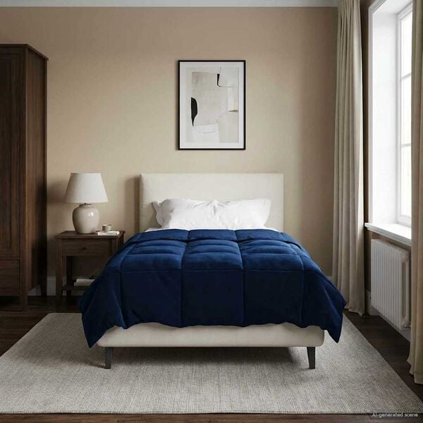 vidaXL Talvityyny Quiltottu Tumma Sininen 155 x 200 cm Mikrokuitu