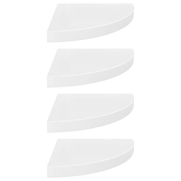 vidaXL Kelluvat kulmahyllyt 4 kpl korkeakiilto valk. 35x35x3,8 cm MDF