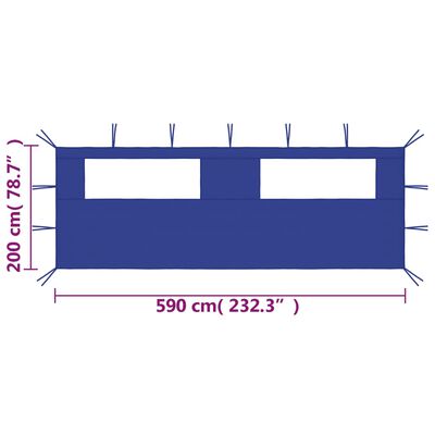 vidaXL Huvimajan sivuseinä ikkunoilla 6x2 m sininen