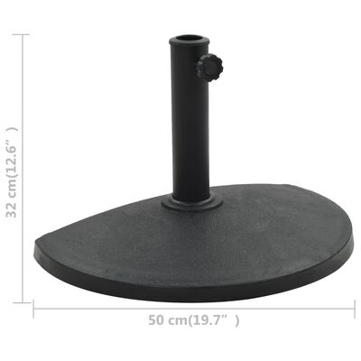 vidaXL Aurinkovarjon jalka polyresiini 9 kg puolipyöreä musta