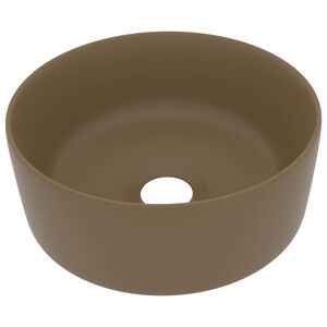 vidaXL Ylellinen pesuallas py&ouml;re&auml; matta kerma 40x15 cm keraamiikka