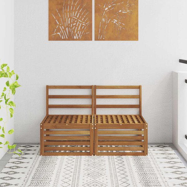 vidaXL 2 Kappale Ulkotilan keskisohva Tihe&auml; akasiapuu Luonnollinen