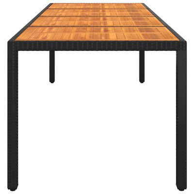 vidaXL Puutarhapöytä 250x100x75 cm akaasiapuu ja polyrottinki musta