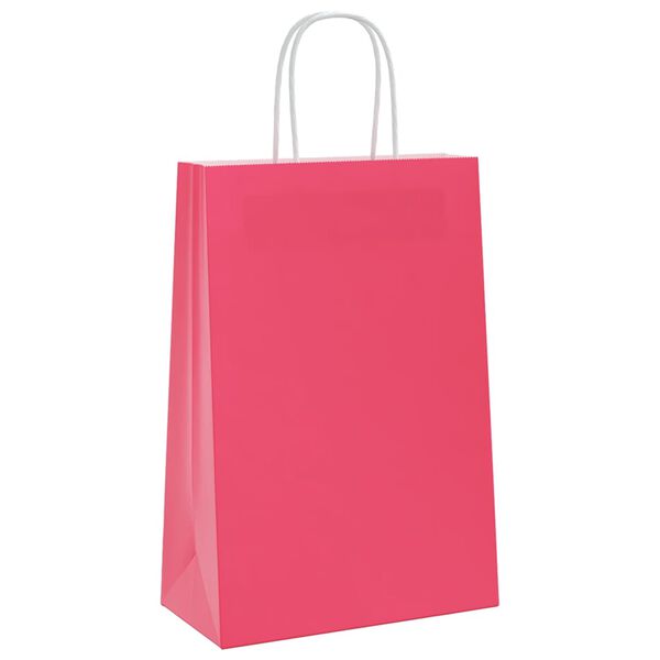 vidaXL Paperikassit 250 kpl kahvoilla pinkki 21x11x31 cm