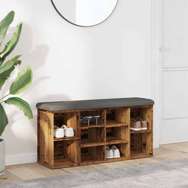 vidaXL Kenkäteline vanha puu 102x32x50 cm tekninen puu