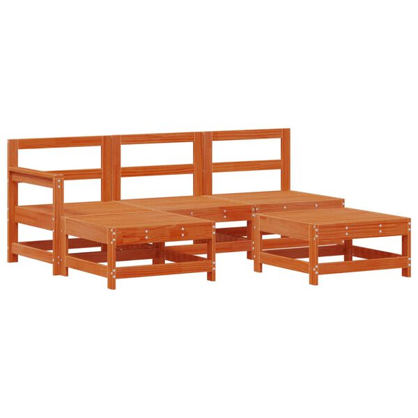 vidaXL Pihan oleskeluryhm&auml; 5 pcs Vahans&auml;vyinen Ruskea Massiivim&auml;nty