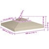 vidaXL Huvimajan vaihtokatto 310 g/m&sup2; Beige 3 x 3 m