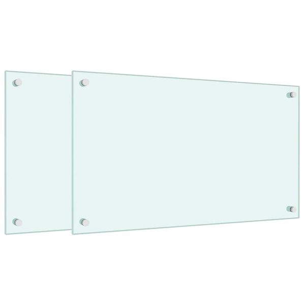 vidaXL Keittiön roiskesuojat 2 kpl valkoinen 70x40 cm karkaistu lasi