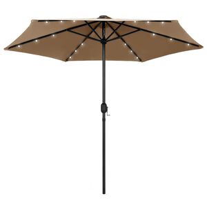 vidaXL Aurinkovarjo LED-valot alumiinitolpalla 270 cm taupe