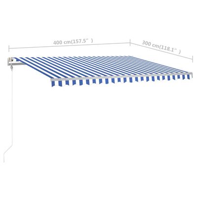vidaXL Manuaalisesti kelattava markiisi tolpilla 4x3 m sinivalkoinen