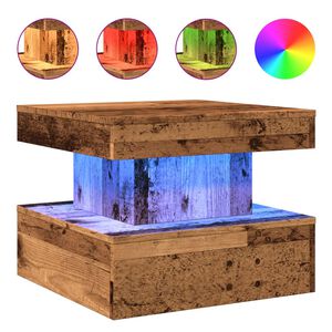 vidaXL Sohvap&ouml;yt&auml; LED-valoilla vanha puu 50x50x40 cm