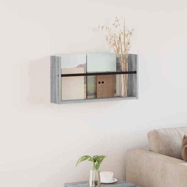 vidaXL Lehtiteline hyllyll&auml; Harmaa Sonoma 60 x 12 x 30 cm Tekninen puu